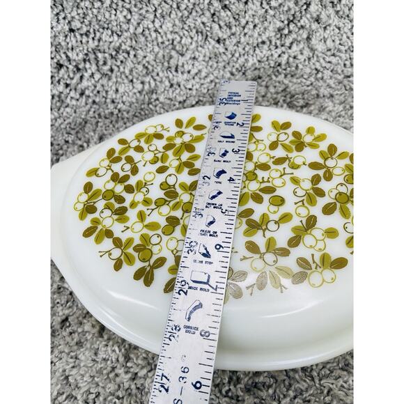 Vintage Pyrex Verde Green Olive Divided Split Casserole Dish with Lid 1.5 Qt - Picture 9 of 10
